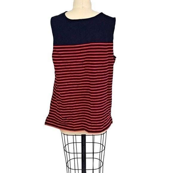 New Banana Republic navy blue and red strip tank top size XL - Picture 3 of 3